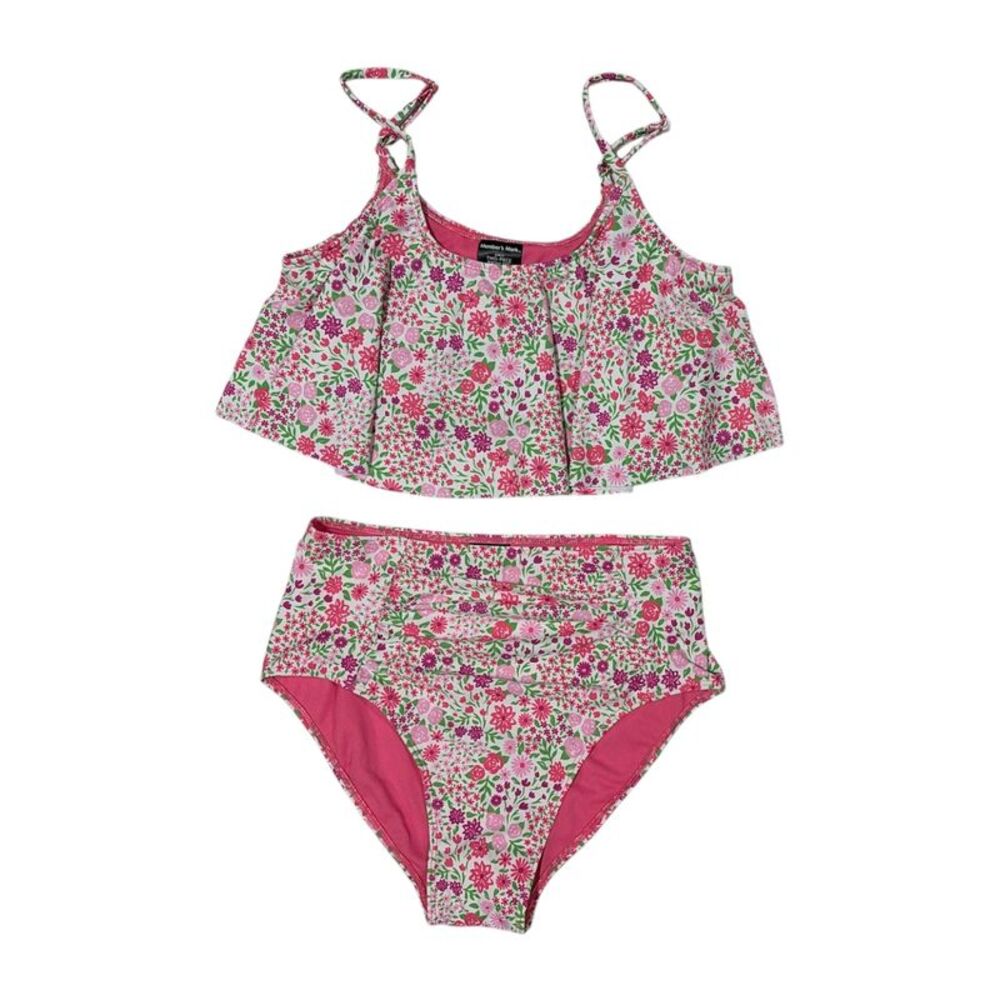 Member’s Mark Girls Fully Lined 2 Piece Moderate Coverage Swimsuit - Floral